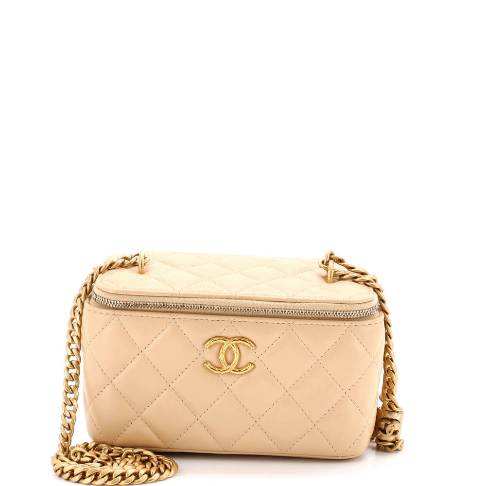 Chanel Small All Slide Long Vanity Case with Chain Quilted Lambskin